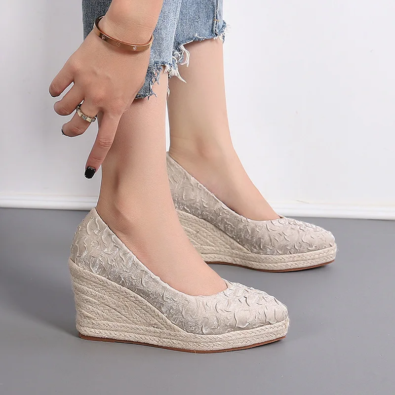 Espadrille Slip On - Espadrilles compensées à plateforme, talons hauts,