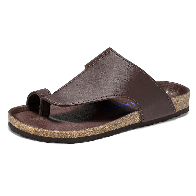 Flip Flop Leather Men - Pantoufles d'été en liège pour hommes