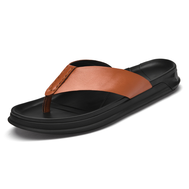 Sandales d'été en cuir véritab - Flip Flop Leather Men avis et prix